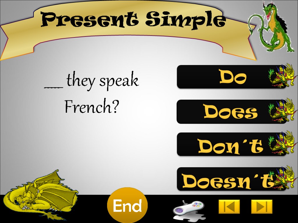 Present Simple _____ they speak French? Do 10 9 8 7 6 5 4